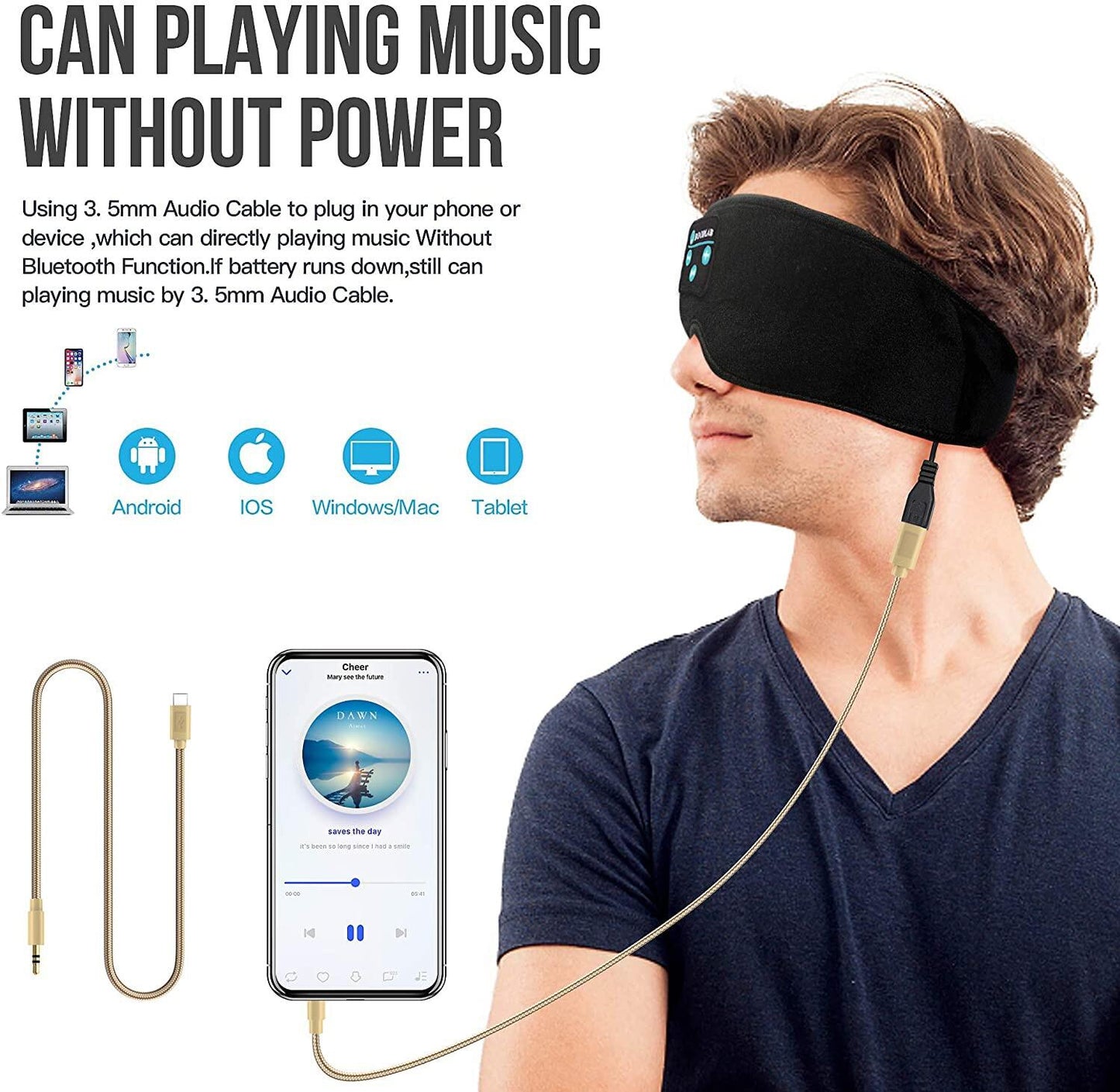 Sleep 3D Bluetooth 5.0 Eye Mask Headband